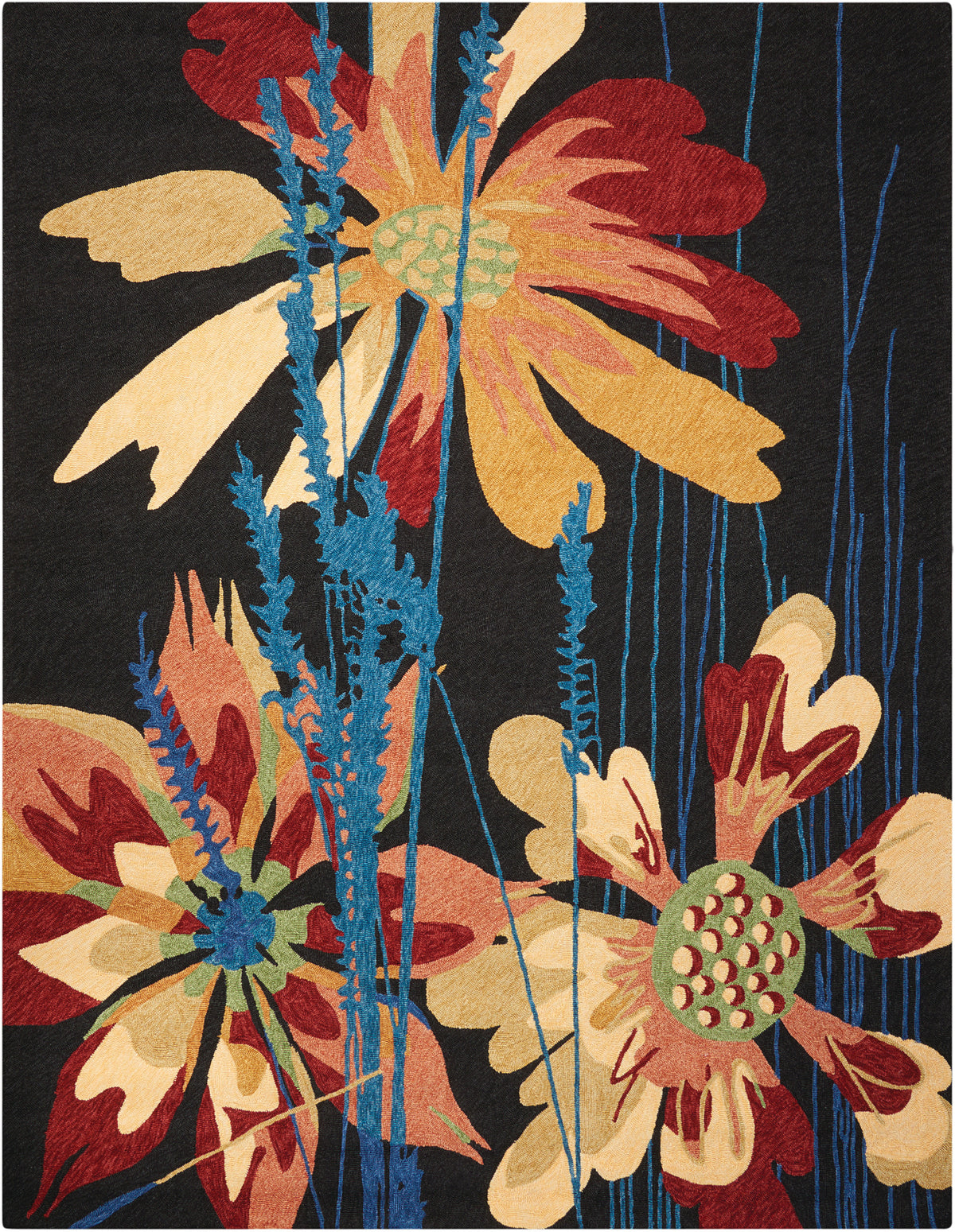 South Beach SOU01 Black Hooked Rug