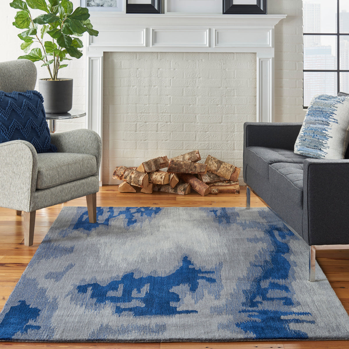 Symmetry SMM10 Grey Blue Tufted Rug