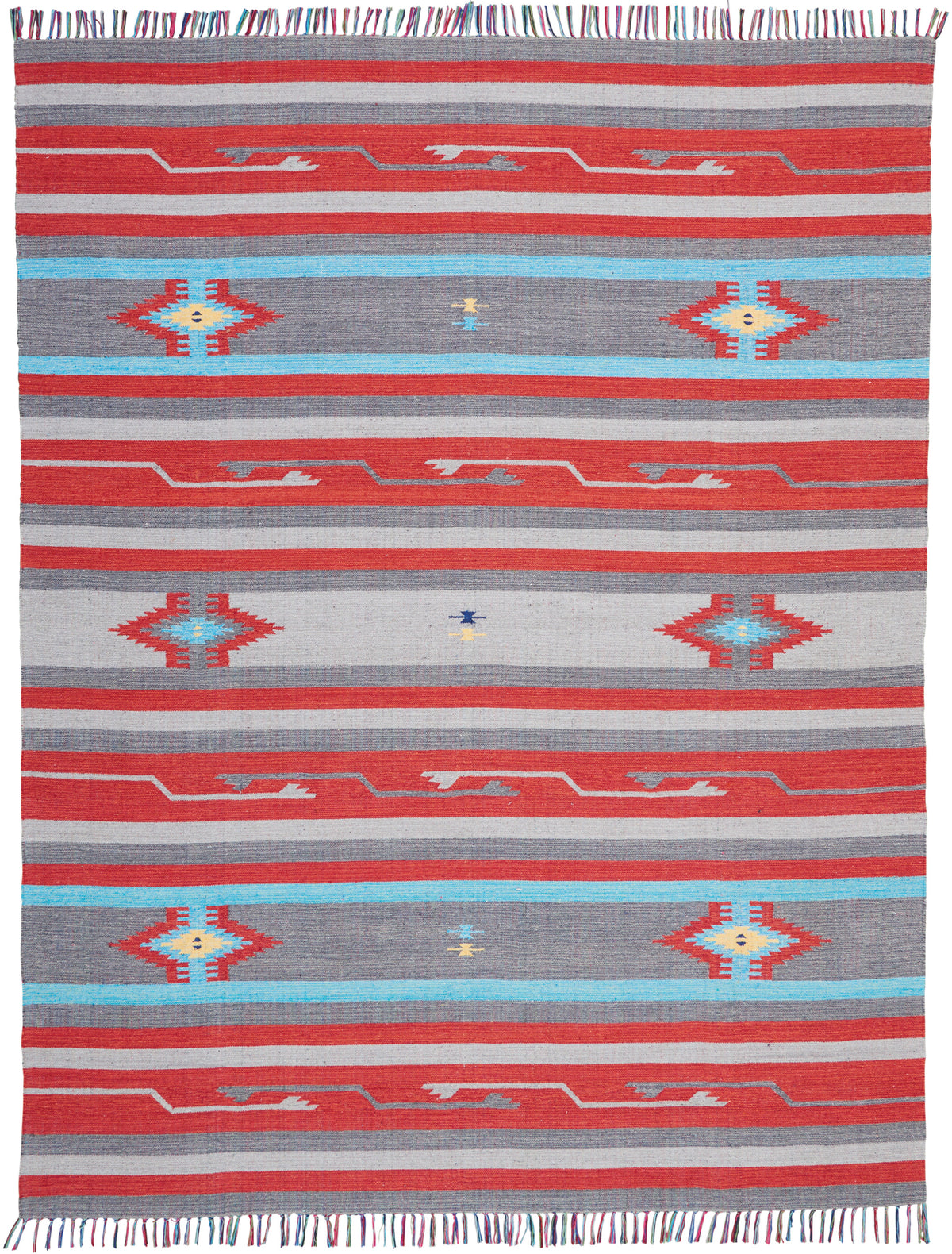 Baja BAJ01 Grey Red Woven Rug