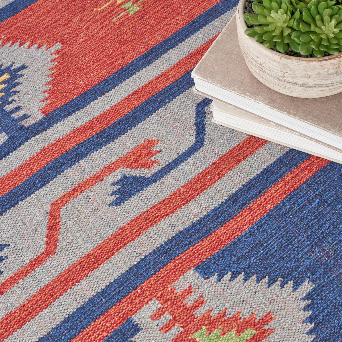 Baja BAJ03 Blue Red Woven Rug