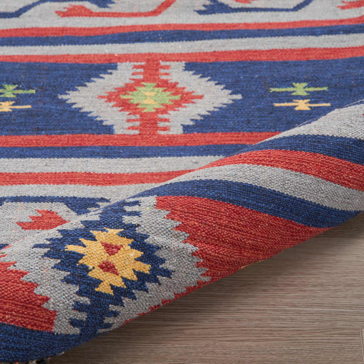 Baja BAJ03 Blue Red Woven Rug