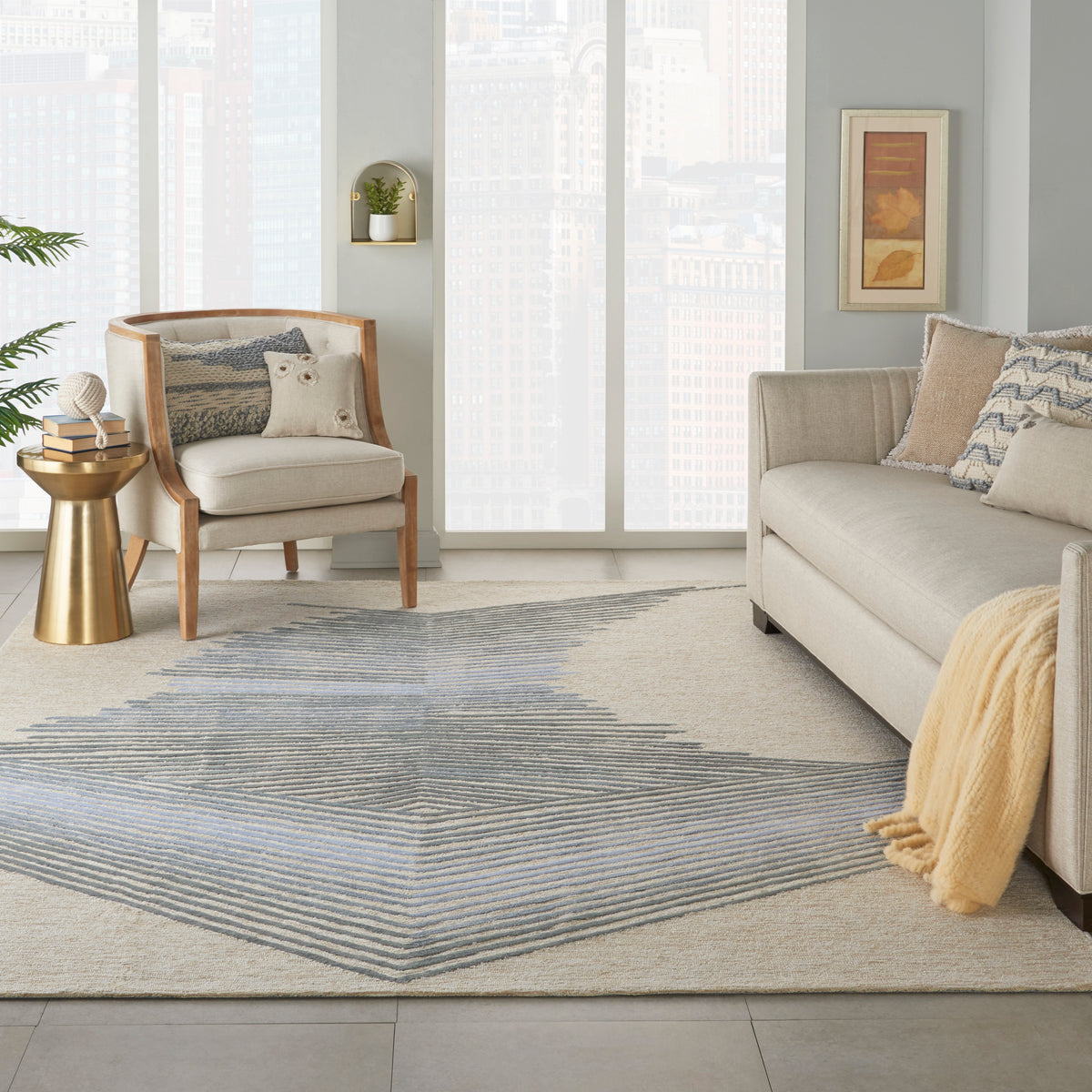 Symmetry SMM06 Ivory/Grey Tufted Rug