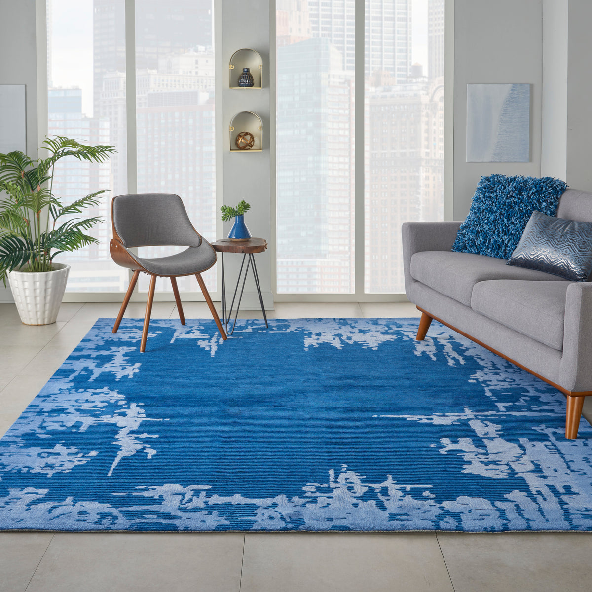 Symmetry SMM02 Navy Blue Tufted Rug