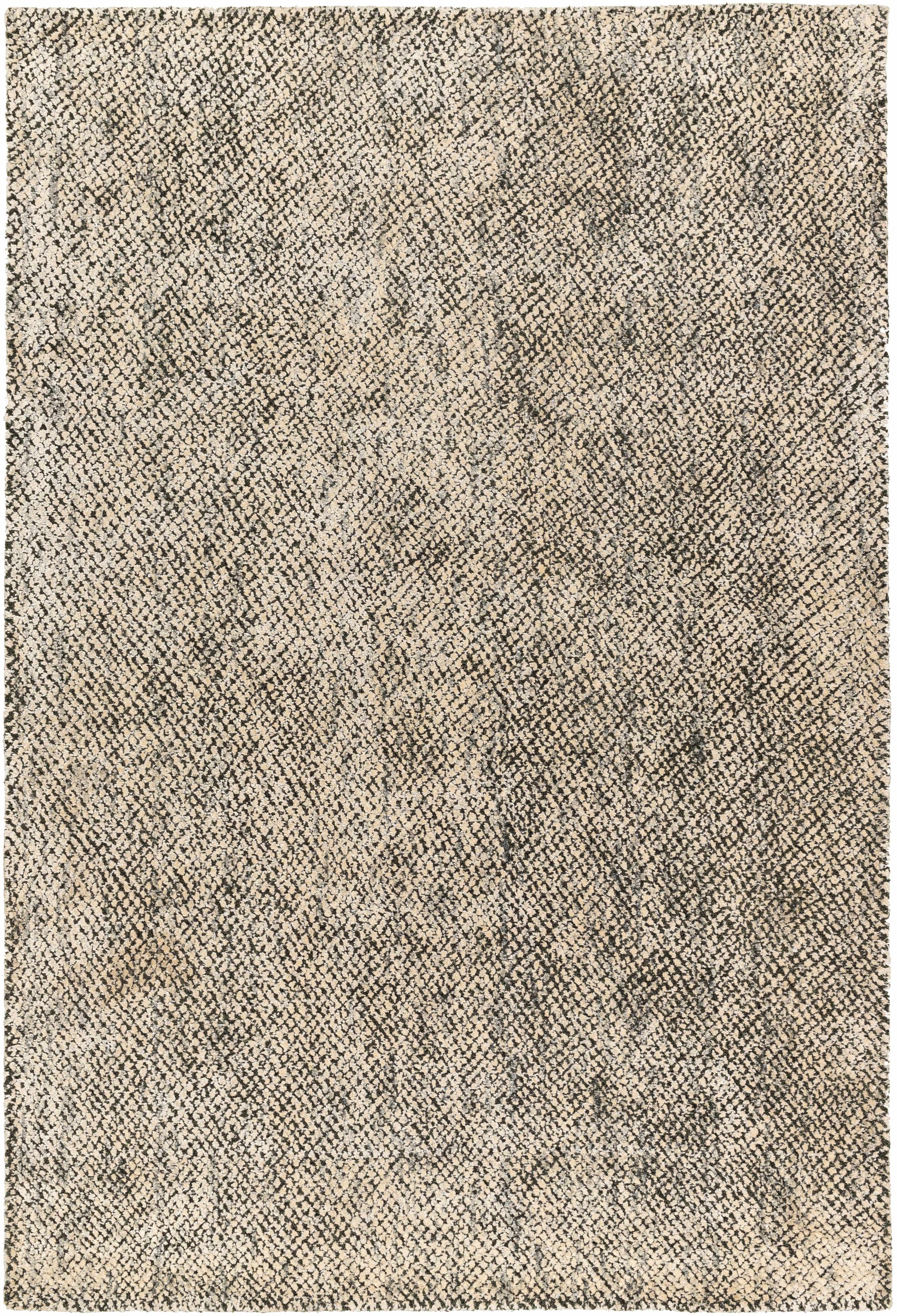 Beige Hand Loomed 60% Viscose, 40% Wool Modern Rectangle Handmade rug, Indoor use only, no fringe, non-washable.