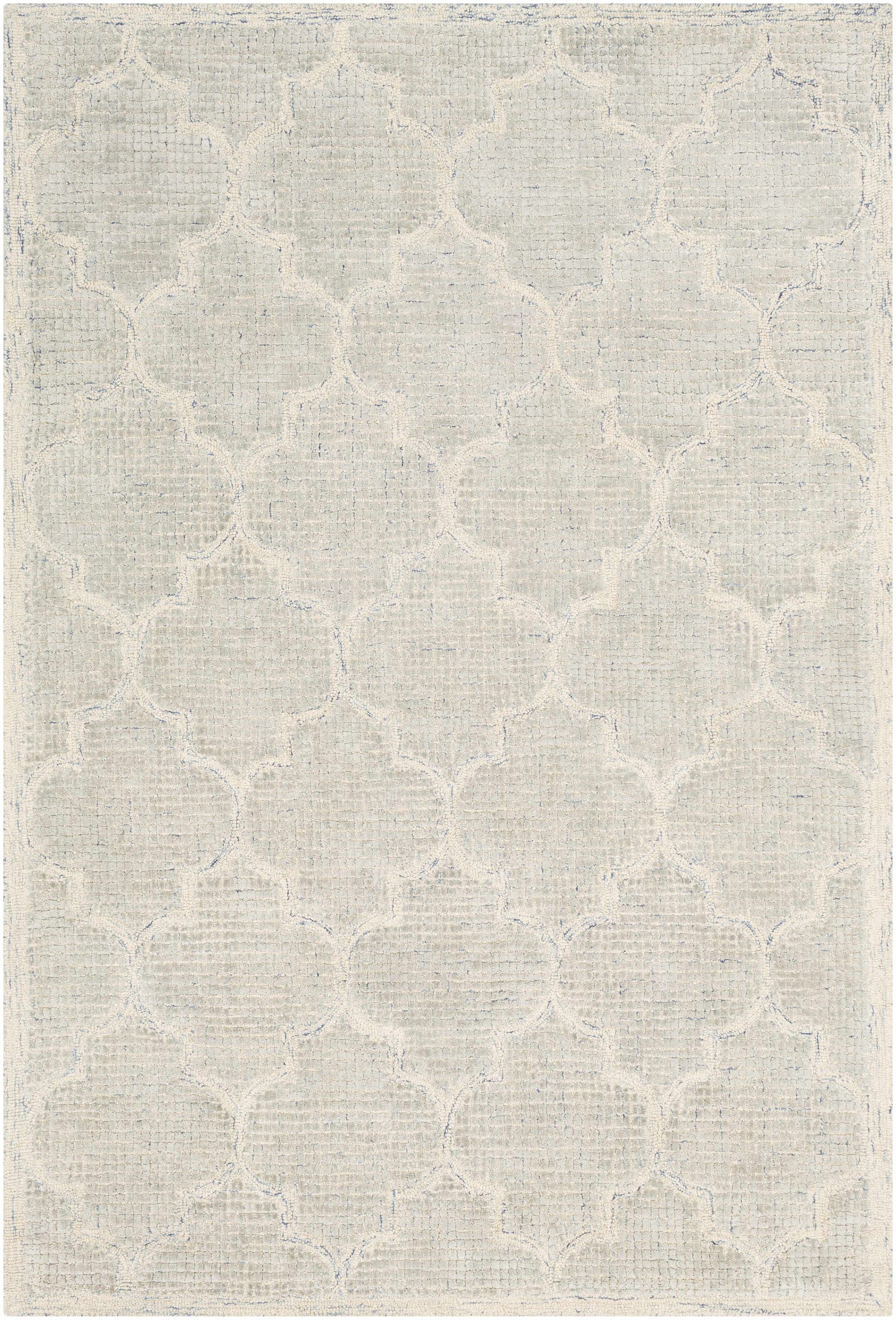 Light Slate Hand Tufted 60% Viscose, 40% Wool Cottage Rectangle Handmade rug, Indoor use only, no fringe, non-washable.