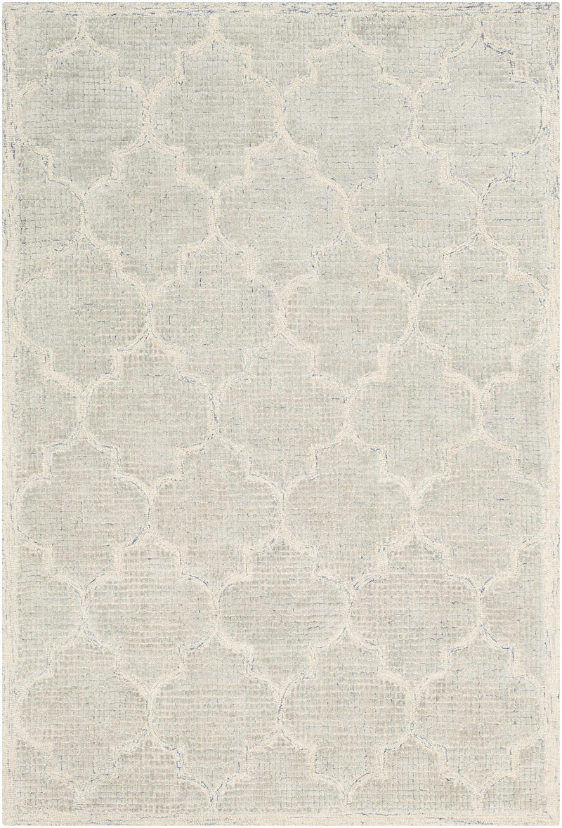 Light Slate Hand Tufted 60% Viscose, 40% Wool Cottage Rectangle Handmade rug, Indoor use only, no fringe, non-washable.