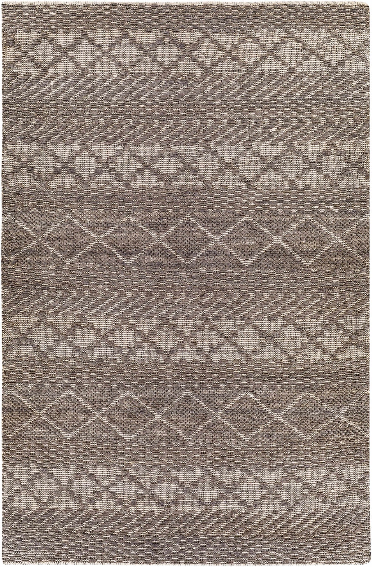 Charcoal Hand Woven 80% Jute, 20% Cotton Global Rectangle Handmade rug, Indoor use only, no fringe, non-washable. runner also available
