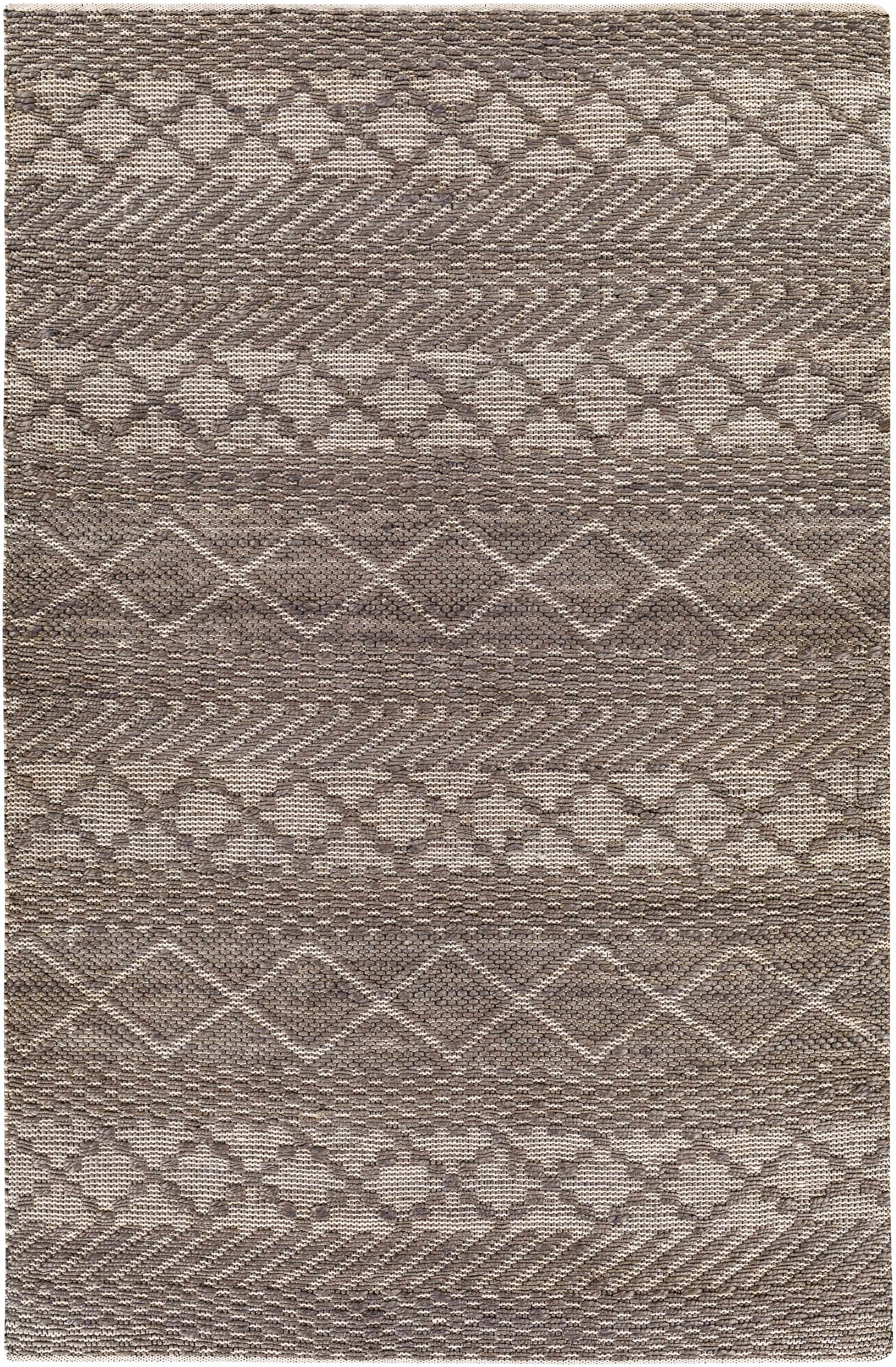 Charcoal Hand Woven 80% Jute, 20% Cotton Global Rectangle Handmade rug, Indoor use only, no fringe, non-washable. runner also available