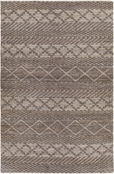 Charcoal Hand Woven 80% Jute, 20% Cotton Global Rectangle Handmade rug, Indoor use only, no fringe, non-washable. runner also available