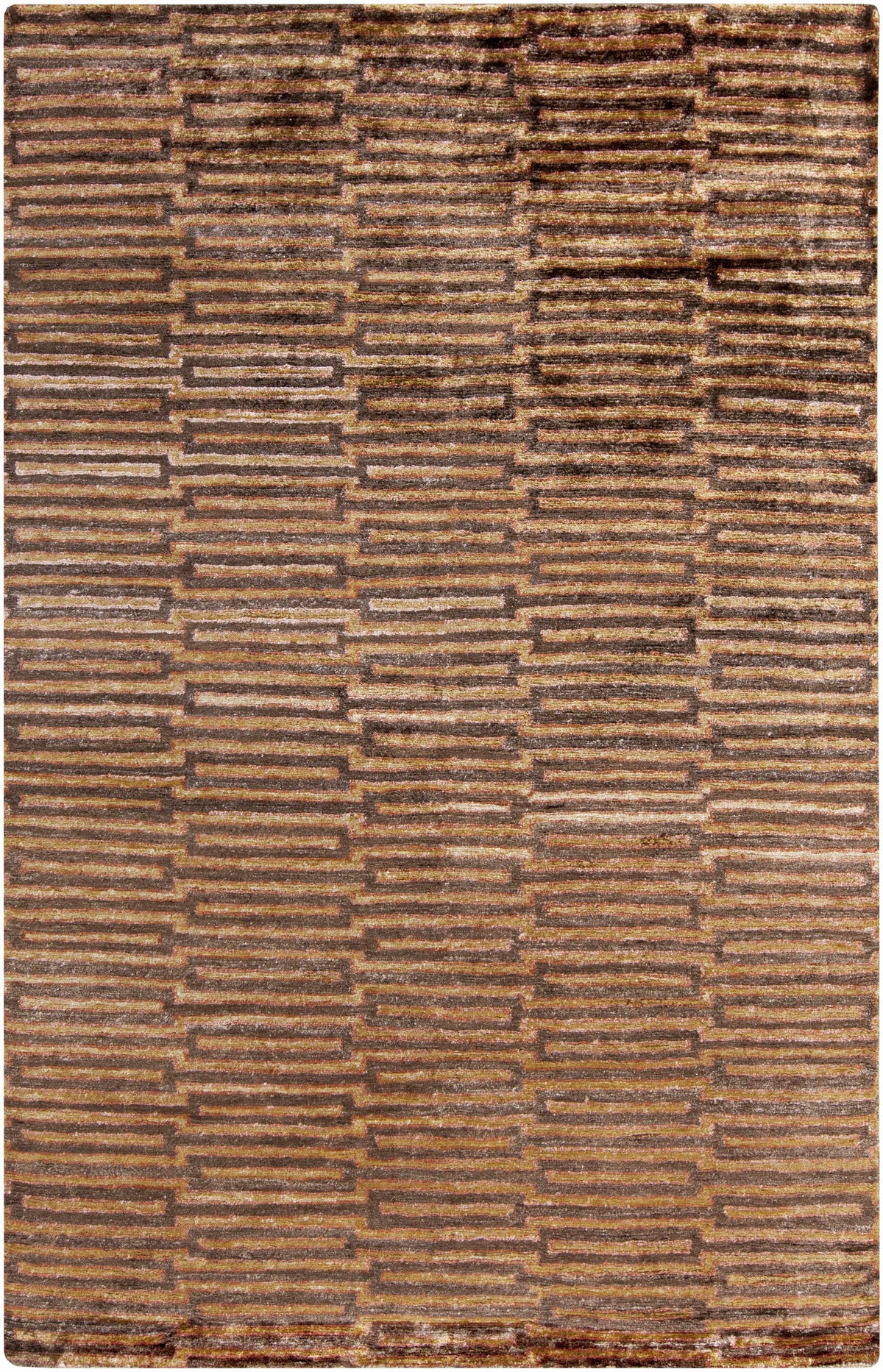 Medium Brown Hand Knotted 100% Viscose Modern Rectangle Handmade rug, Indoor use only, no fringe, non-washable.