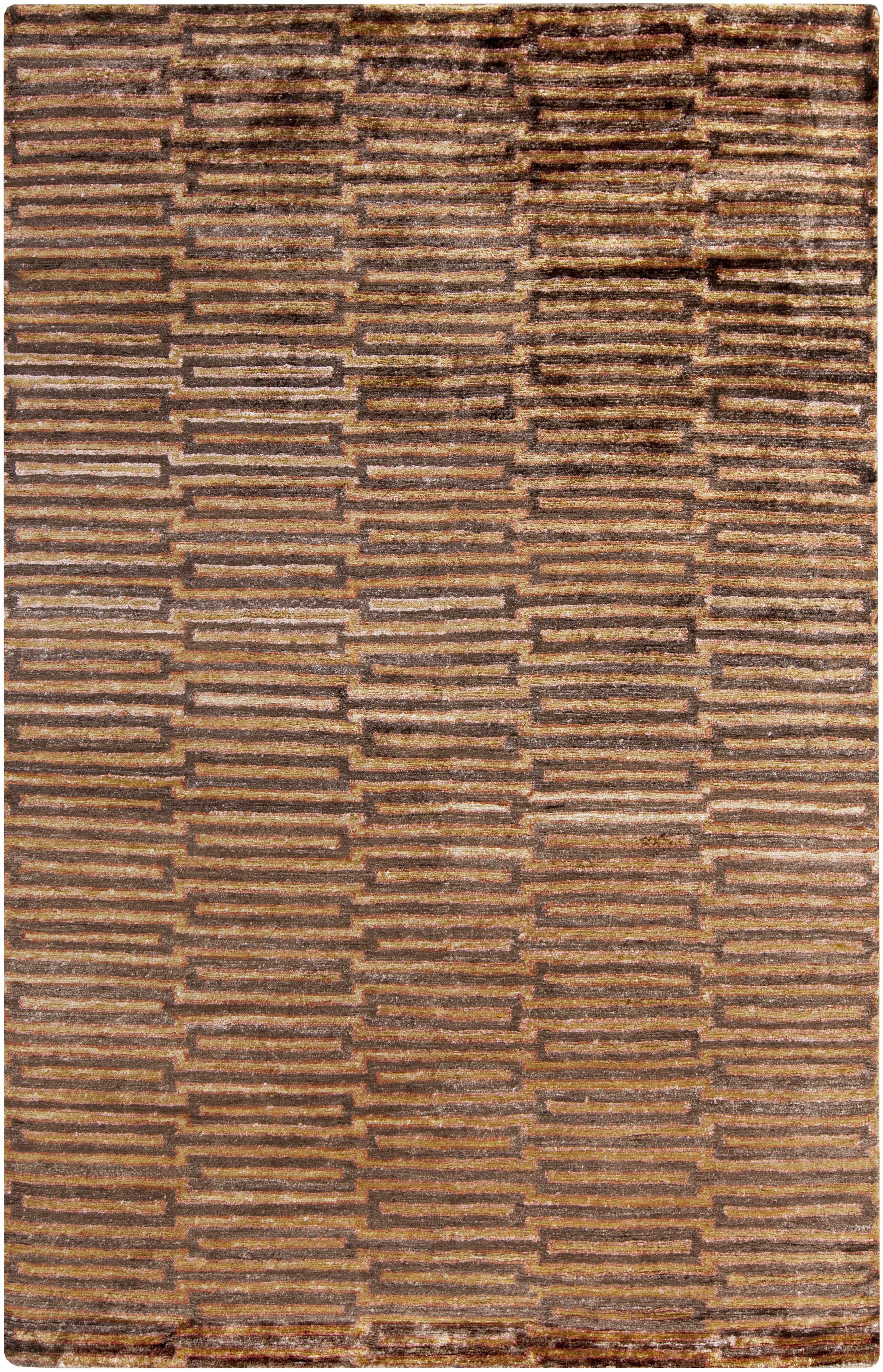 Medium Brown Hand Knotted 100% Viscose Modern Rectangle Handmade rug, Indoor use only, no fringe, non-washable.