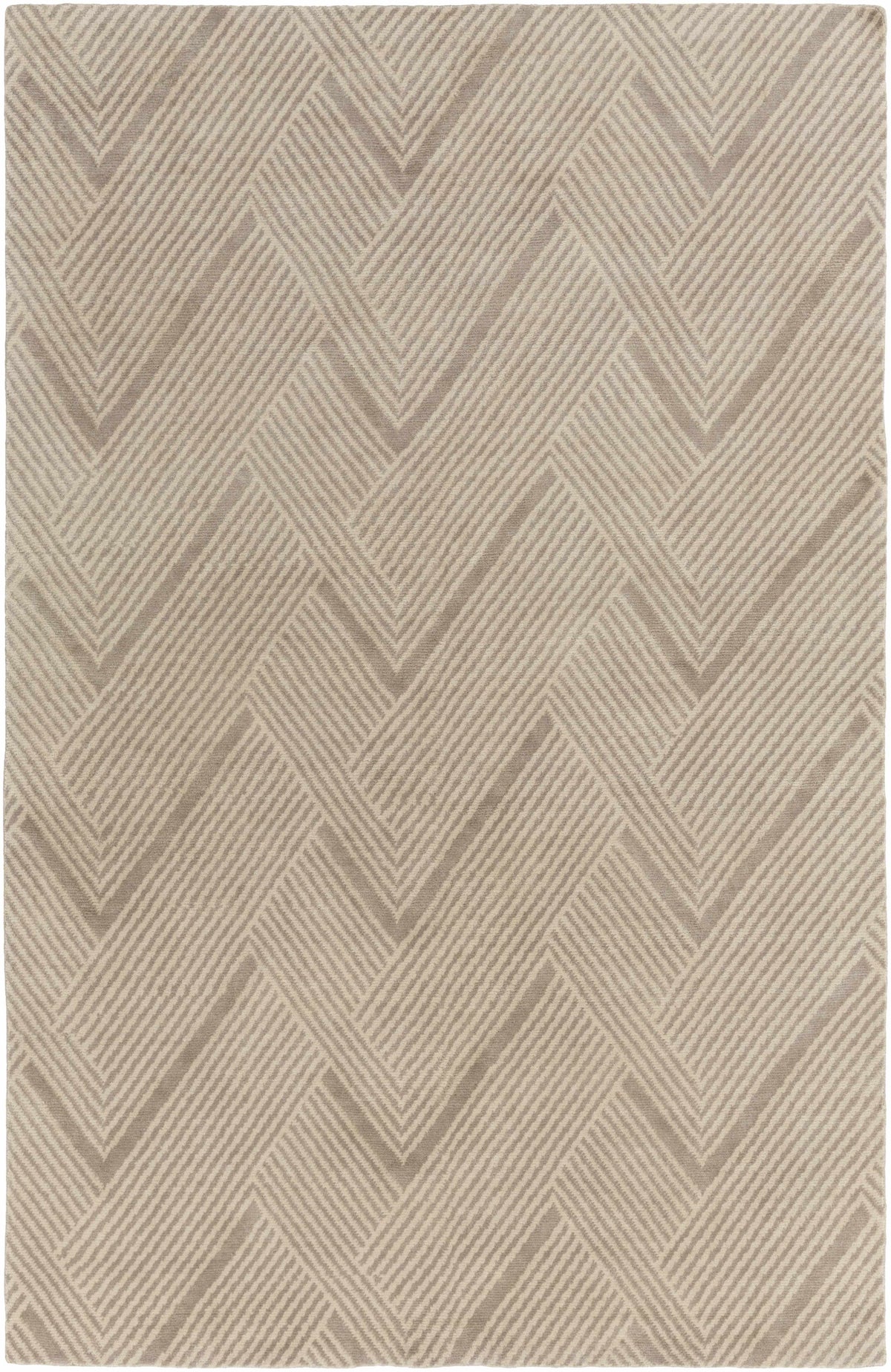 Brown Hand Knotted 100% Wool Modern Rectangle Handmade rug, Indoor use only, no fringe, non-washable.