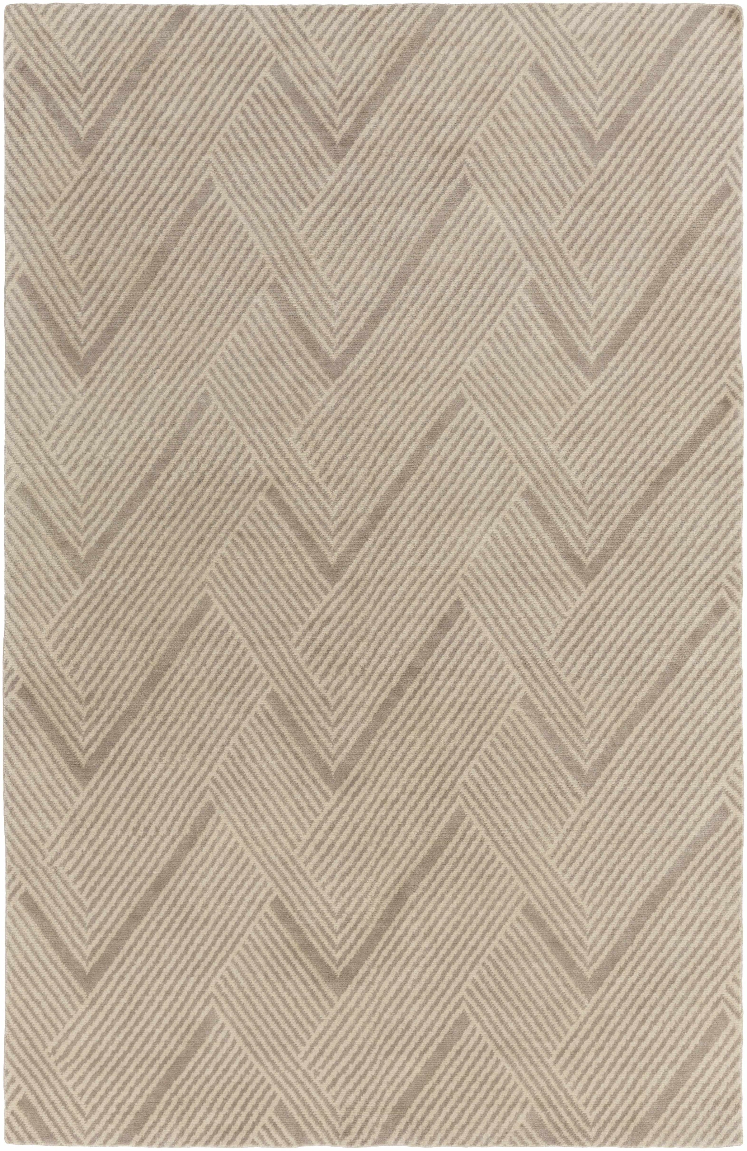 Brown Hand Knotted 100% Wool Modern Rectangle Handmade rug, Indoor use only, no fringe, non-washable.