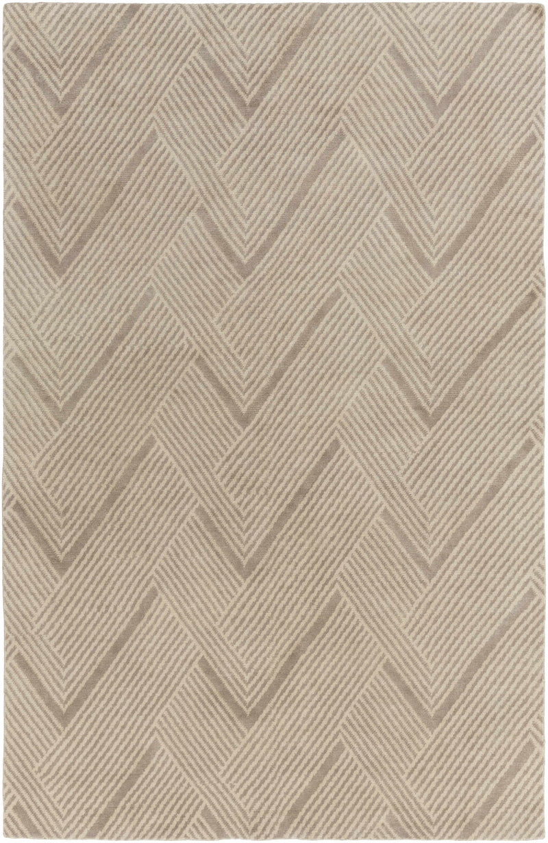 Brown Hand Knotted 100% Wool Modern Rectangle Handmade rug, Indoor use only, no fringe, non-washable.