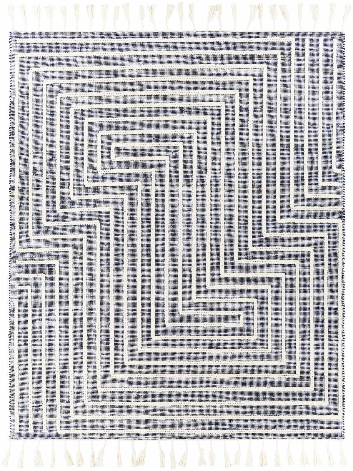 Ink Blue Hand Woven 60% Jute, 40% Wool Global Rectangle Handmade rug, Indoor use only, has fringe, non-washable. runner also available