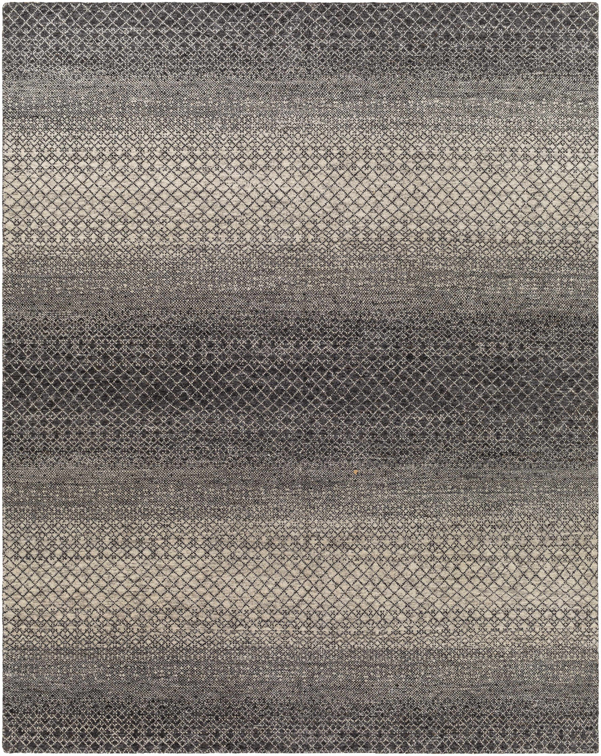 Black Hand Knotted 70% Wool, 30% Viscose Global Rectangle Handmade rug, Indoor use only, no fringe, non-washable.