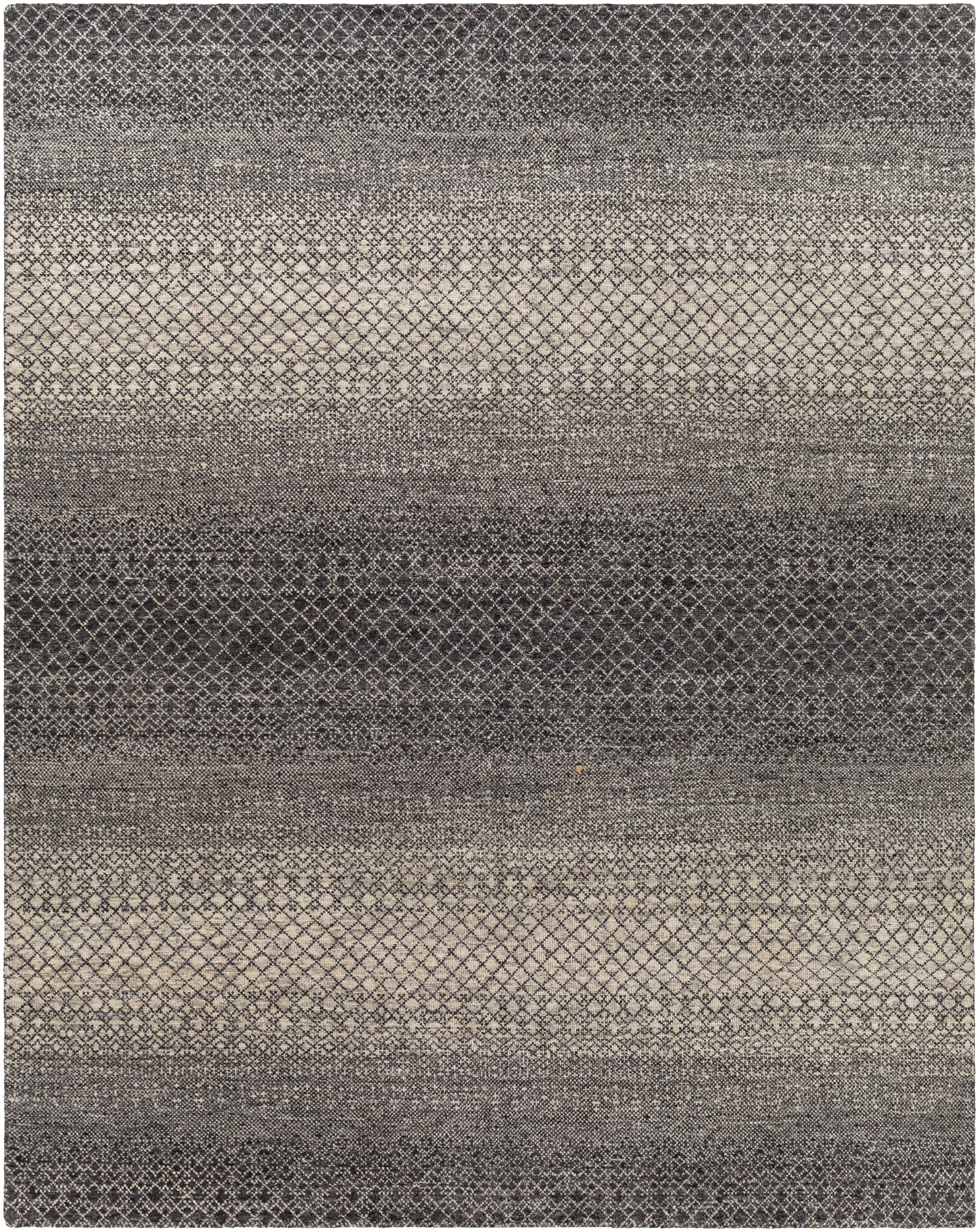 Black Hand Knotted 70% Wool, 30% Viscose Global Rectangle Handmade rug, Indoor use only, no fringe, non-washable.