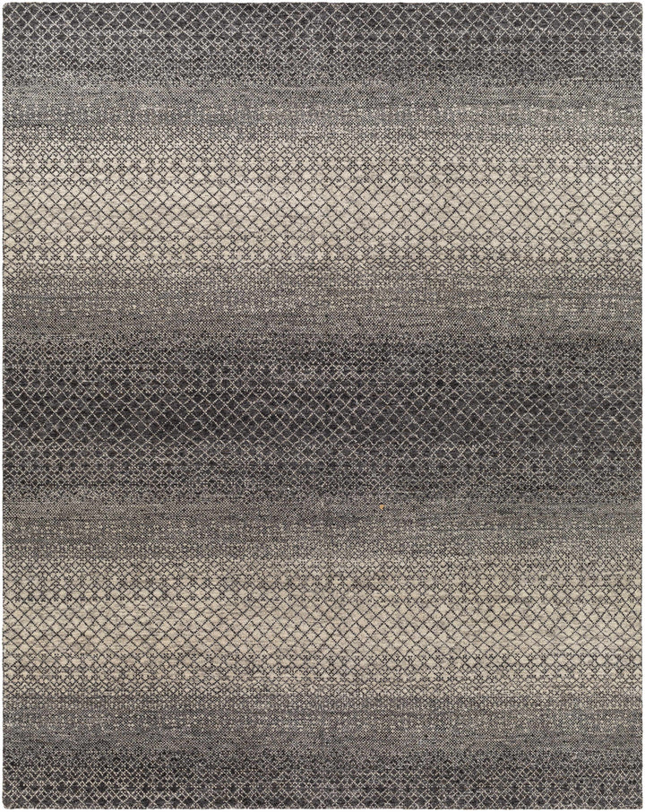 Black Hand Knotted 70% Wool, 30% Viscose Global Rectangle Handmade rug, Indoor use only, no fringe, non-washable.