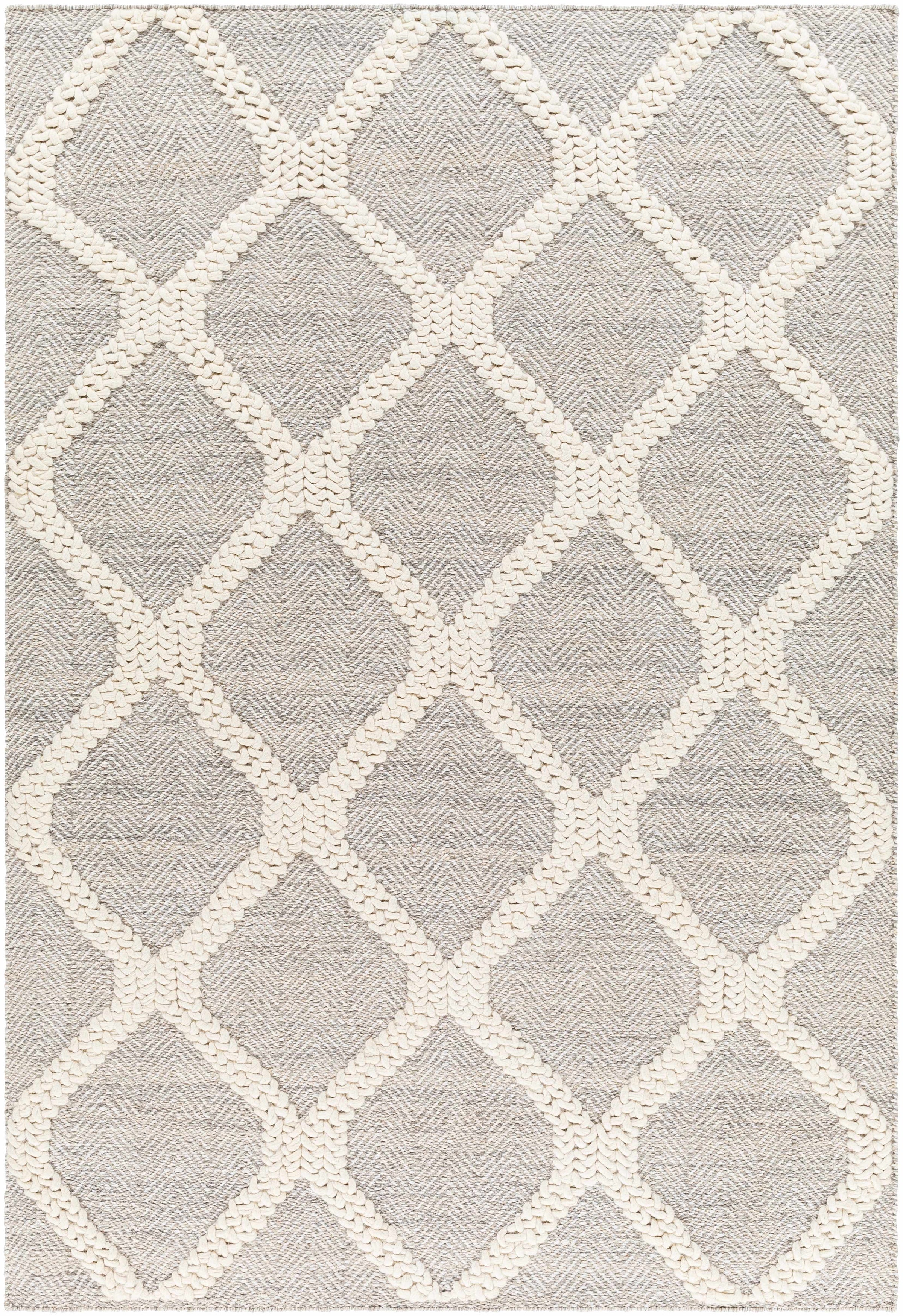 Ivory Hand Woven 70% Recycled PET Yarn, 30% Wool Modern Rectangle Handmade rug, Indoor use only, no fringe, non-washable. runner also available