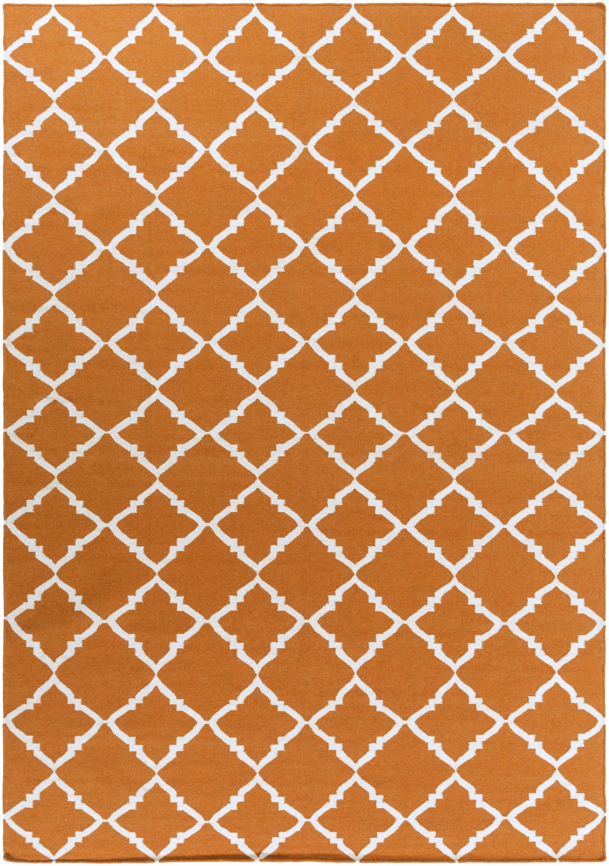 Burnt Orange Hand Woven 100% Wool Modern Rectangle Handmade rug, Indoor use only, no fringe, non-washable.