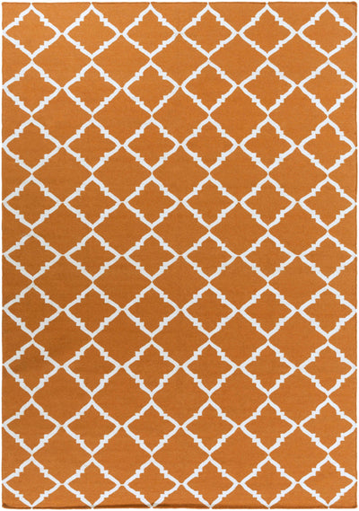 Burnt Orange Hand Woven 100% Wool Modern Rectangle Handmade rug, Indoor use only, no fringe, non-washable.