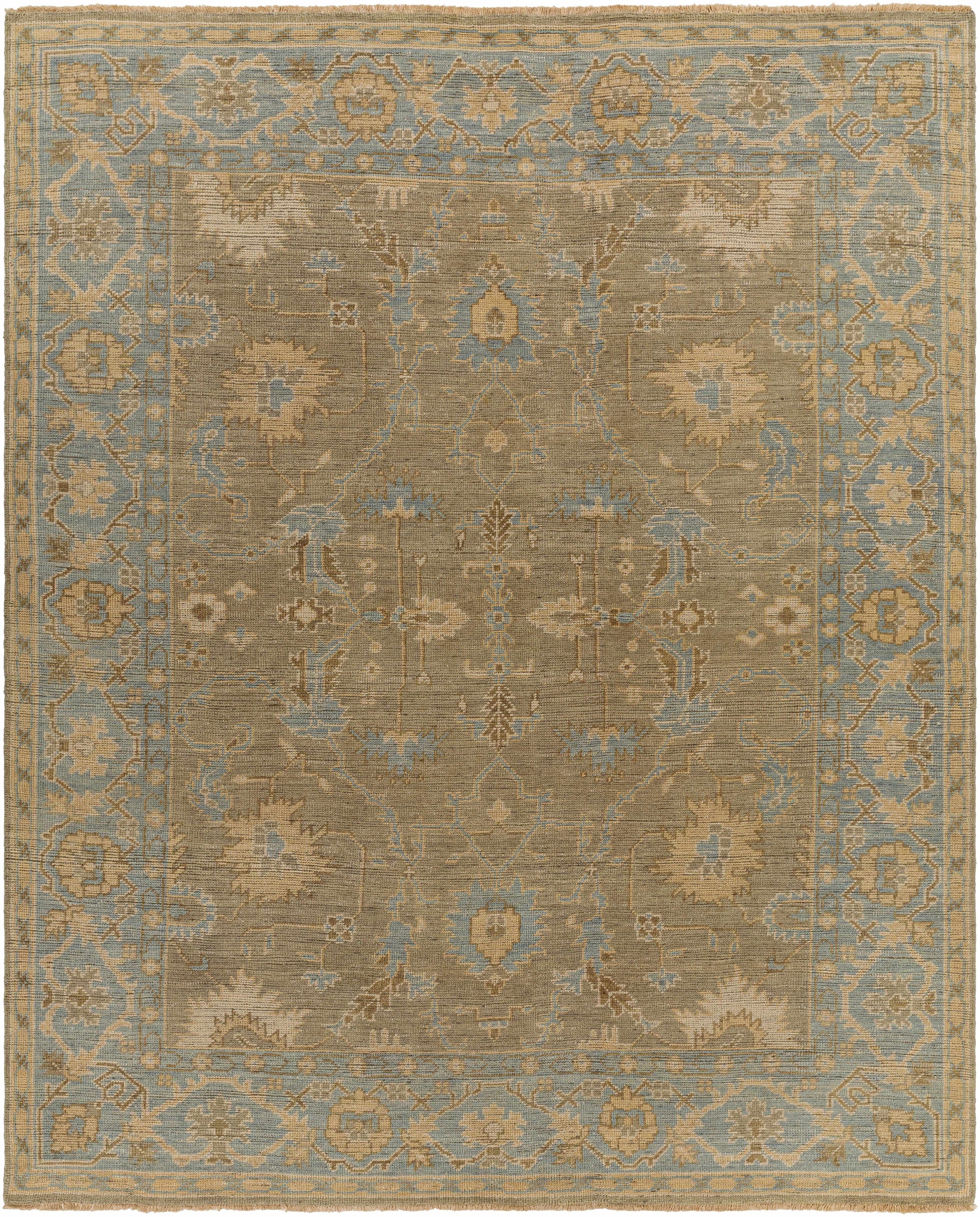 Dusty Sage Hand Knotted 100% NZ Wool Traditional Rectangle Handmade rug, Indoor use only, has fringe, non-washable.
