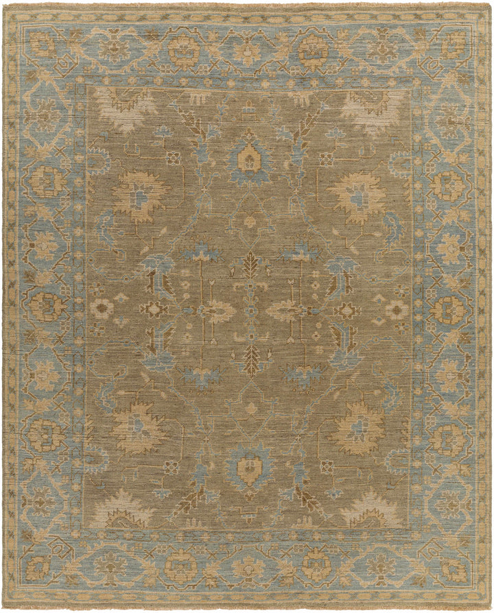 Dusty Sage Hand Knotted 100% NZ Wool Traditional Rectangle Handmade rug, Indoor use only, has fringe, non-washable.