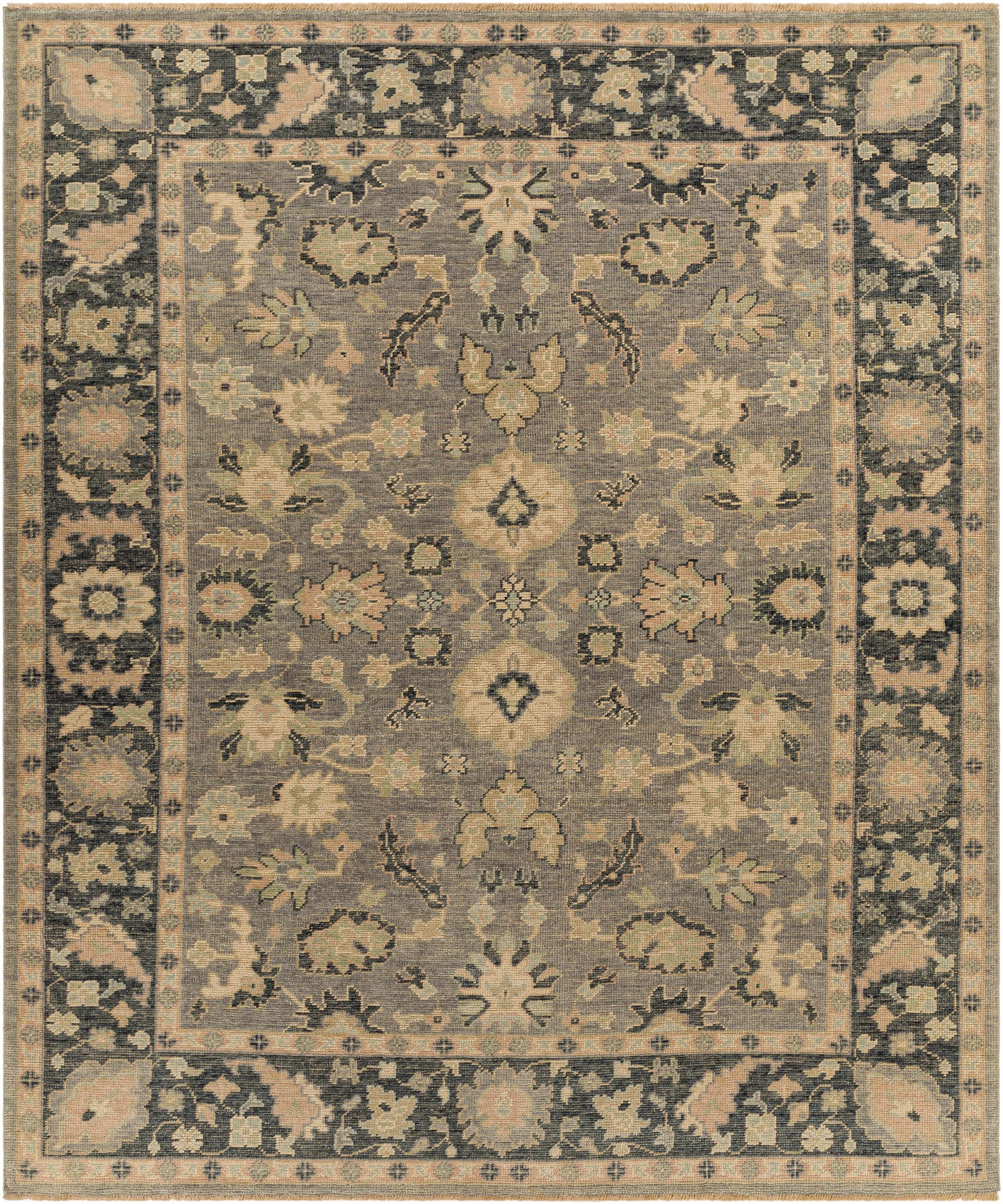 Beige Hand Knotted 100% Wool Traditional Rectangle Handmade rug, Indoor use only, has fringe, non-washable.