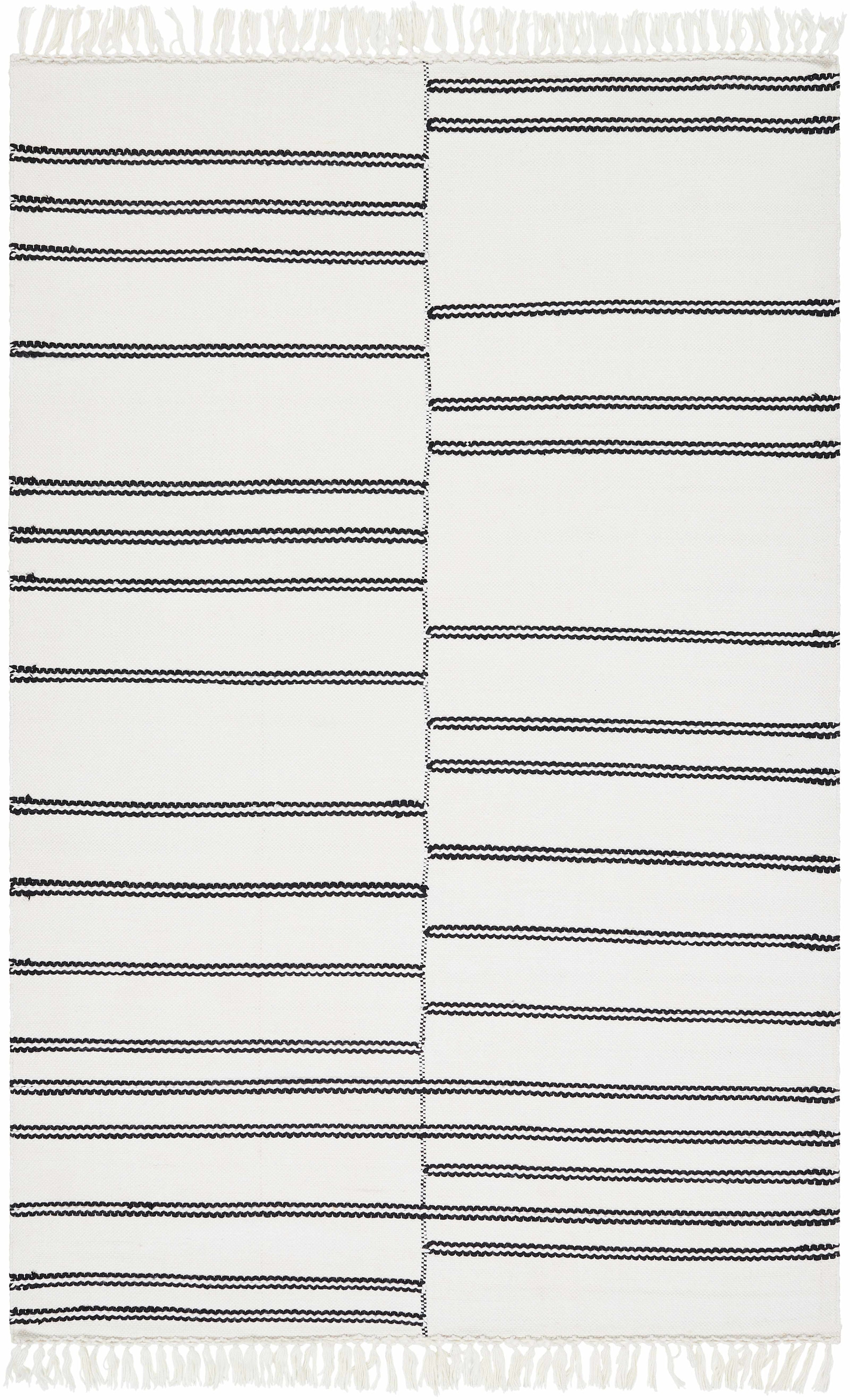 Ivory Hand Woven 100% Recycled PET Yarn Cottage Rectangle Handmade rug, Indoor use only, has fringe, non-washable. runner also available
