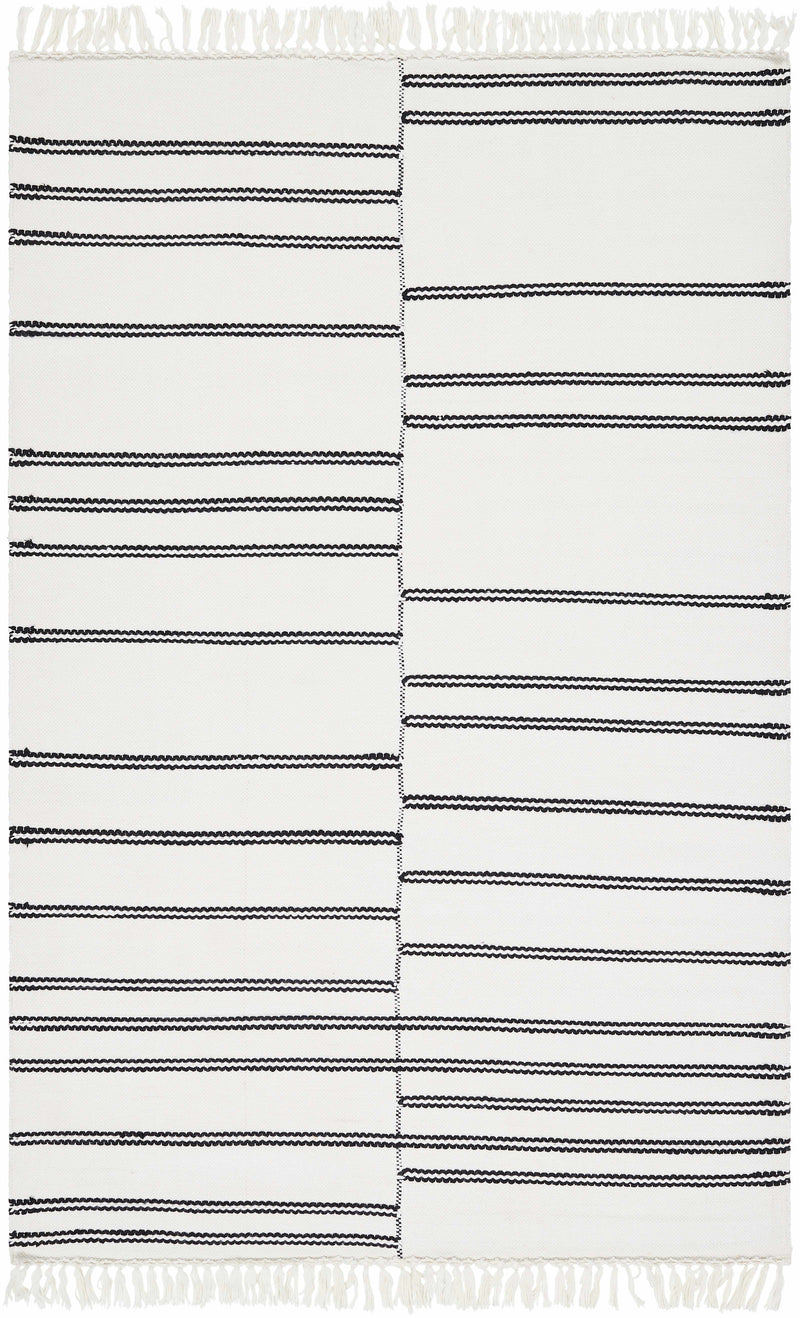 Ivory Hand Woven 100% Recycled PET Yarn Cottage Rectangle Handmade rug, Indoor use only, has fringe, non-washable. runner also available