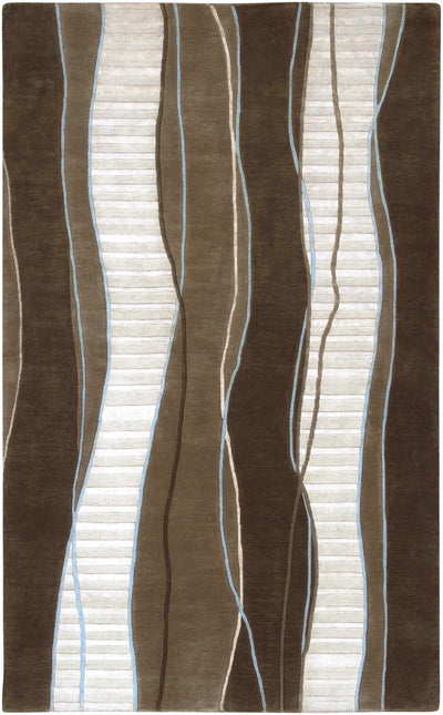 Dark Brown Hand Knotted 100% Wool Cottage Rectangle Handmade rug, Indoor use only, no fringe, non-washable. runner also available