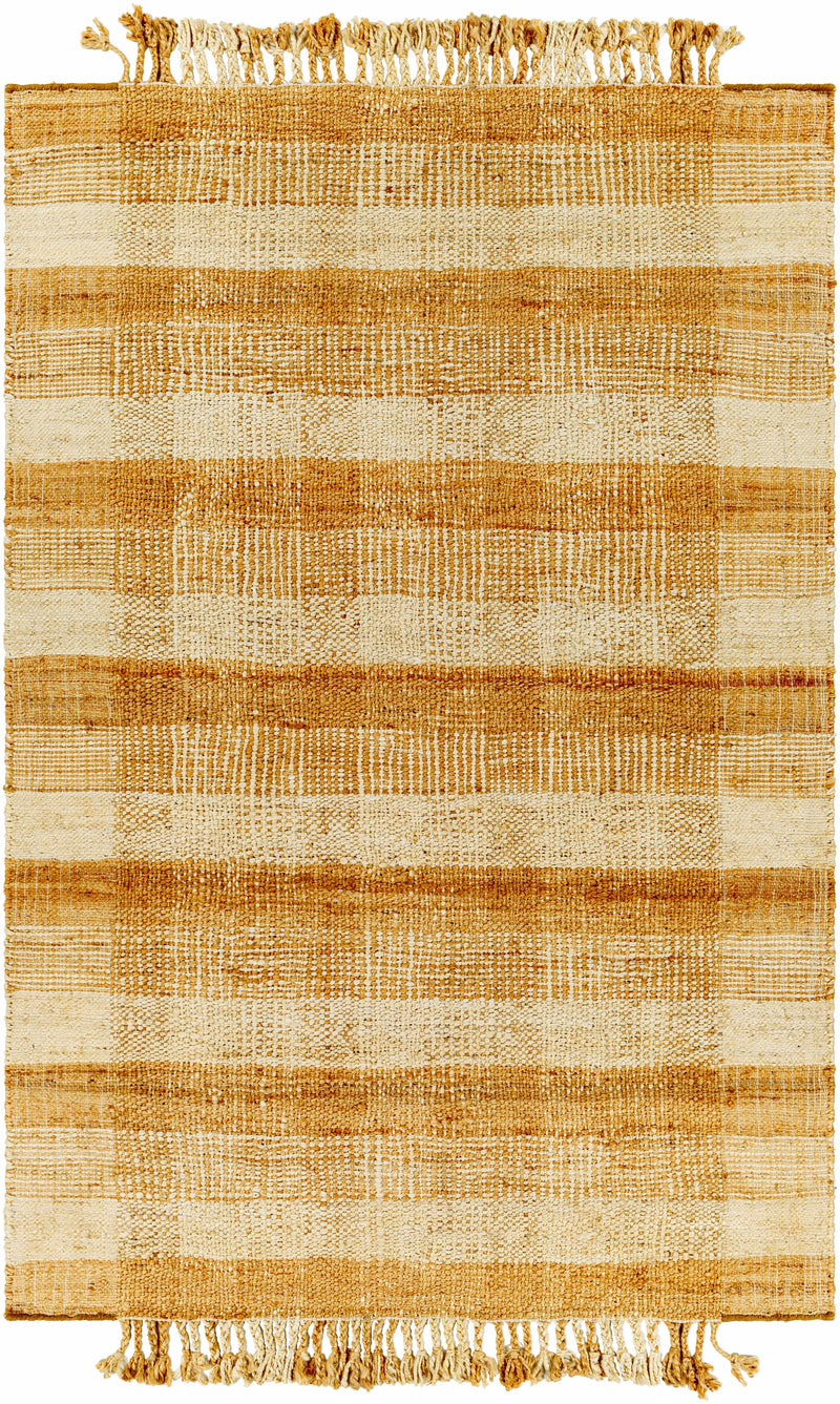 Light Beige Hand Woven 100% Jute Cottage Rectangle Handmade rug, Indoor use only, has fringe, non-washable. runner also available