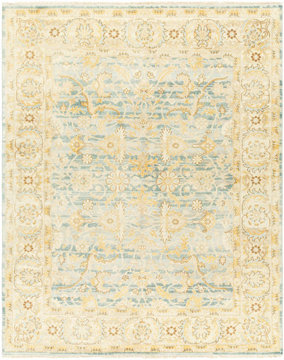 Beige Hand Knotted 70% Wool, 30% Viscose Traditional Rectangle Handmade rug, Indoor use only, has fringe, non-washable.