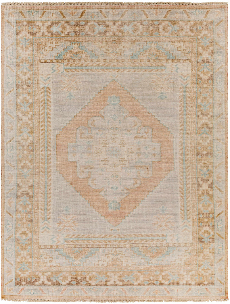 Seafoam Hand Knotted 70% Wool, 30% Viscose Traditional Rectangle Handmade rug, Indoor use only, has fringe, non-washable.