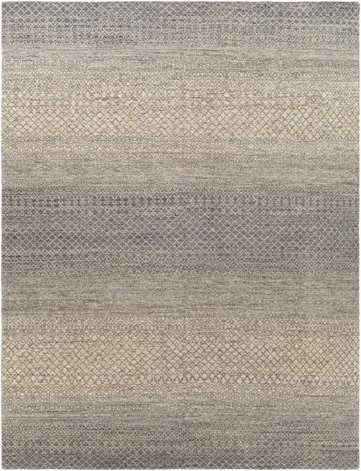 Gray Hand Knotted 100% Wool Global Rectangle Handmade rug, Indoor use only, no fringe, non-washable.