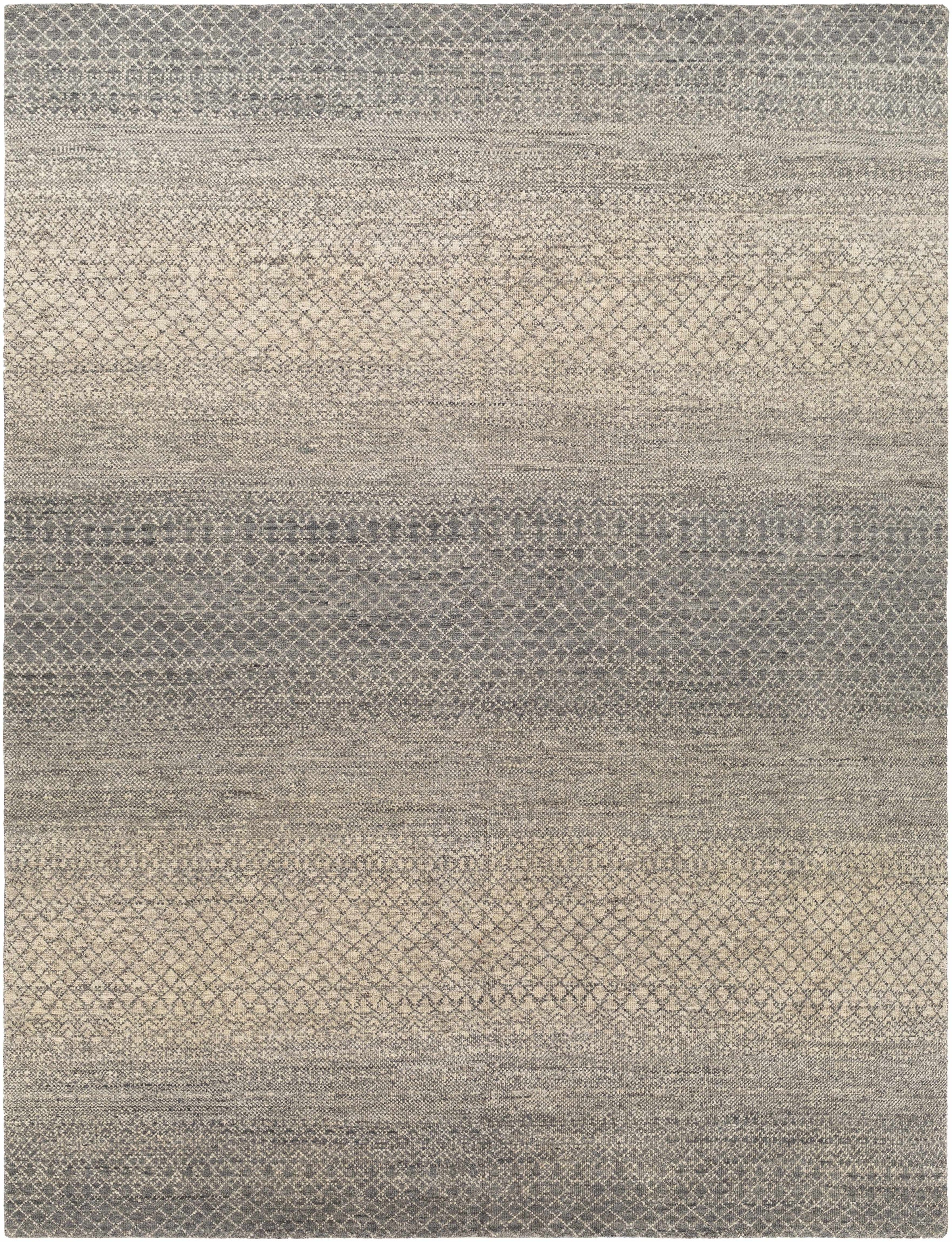 Gray Hand Knotted 100% Wool Global Rectangle Handmade rug, Indoor use only, no fringe, non-washable.