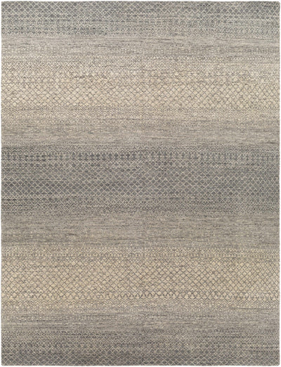 Gray Hand Knotted 100% Wool Global Rectangle Handmade rug, Indoor use only, no fringe, non-washable.