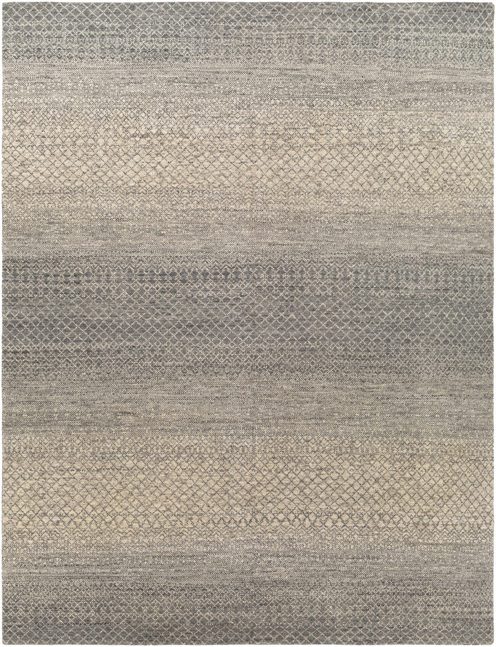 Gray Hand Knotted 100% Wool Global Rectangle Handmade rug, Indoor use only, no fringe, non-washable.