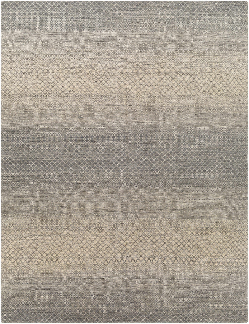 Gray Hand Knotted 100% Wool Global Rectangle Handmade rug, Indoor use only, no fringe, non-washable.