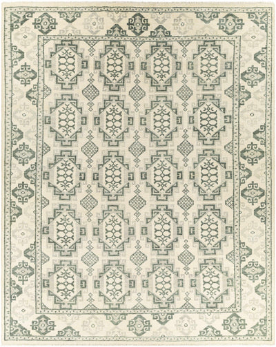 Sage Hand Knotted 100% Wool Traditional Rectangle Handmade rug, Indoor use only, has fringe, non-washable.
