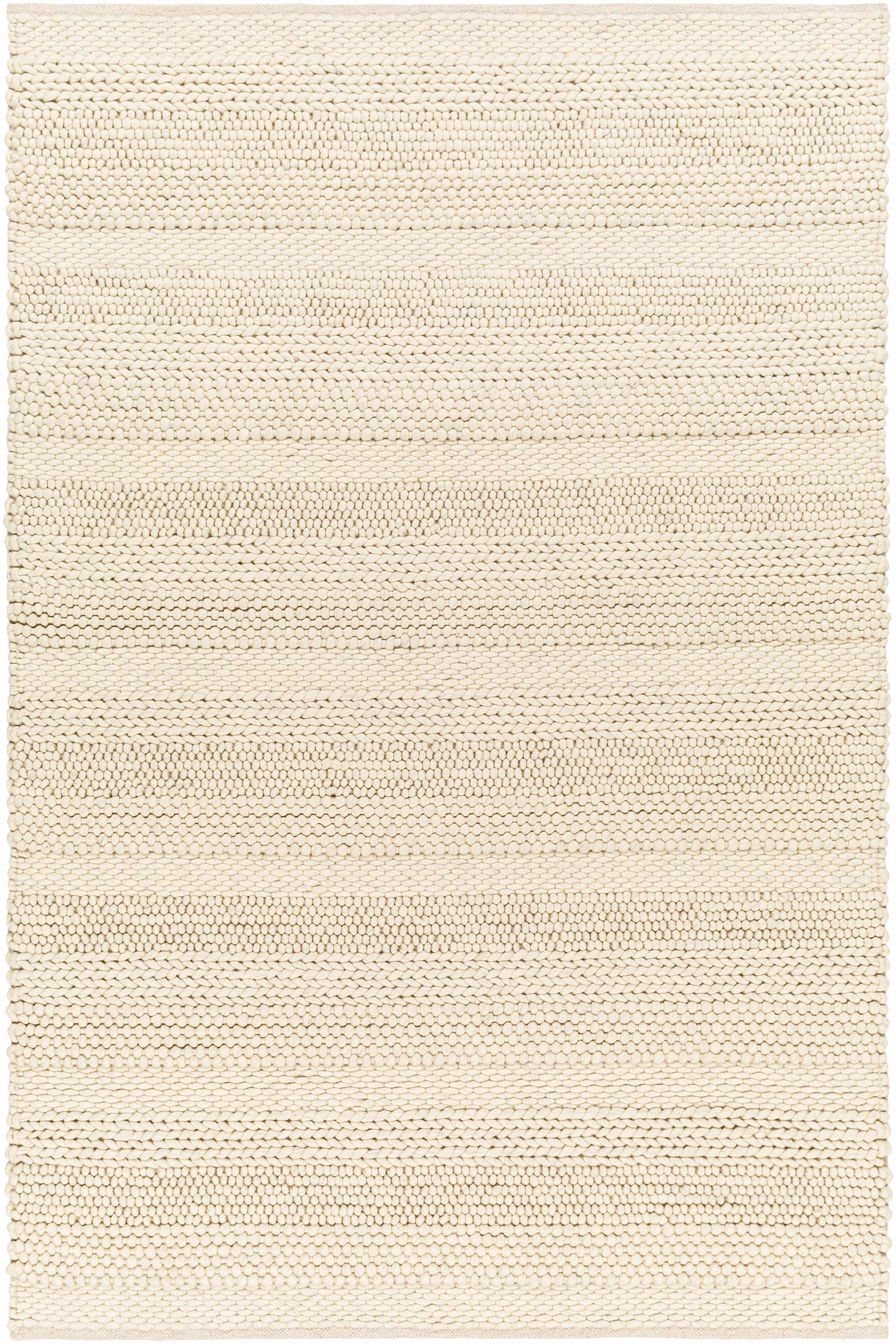 Cream Hand Woven 60% Wool, 40% Viscose Modern Rectangle Handmade rug, Indoor use only, no fringe, non-washable.