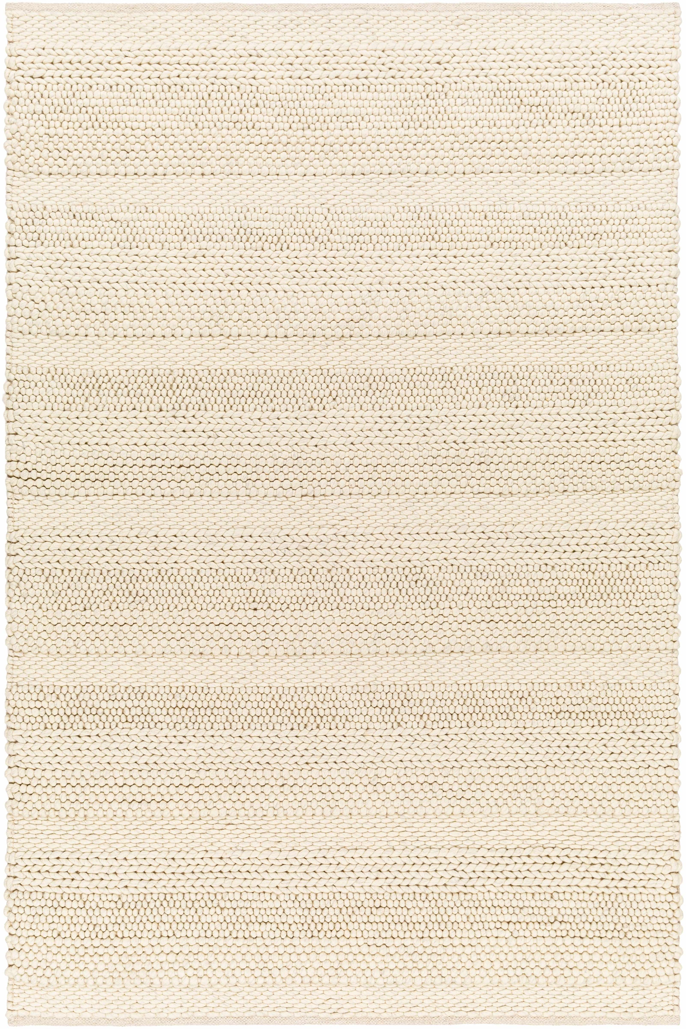 Cream Hand Woven 60% Wool, 40% Viscose Modern Rectangle Handmade rug, Indoor use only, no fringe, non-washable.