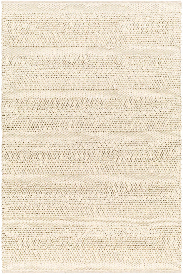 Cream Hand Woven 60% Wool, 40% Viscose Modern Rectangle Handmade rug, Indoor use only, no fringe, non-washable.