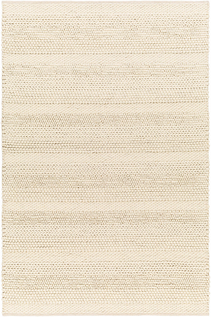 Cream Hand Woven 60% Wool, 40% Viscose Modern Rectangle Handmade rug, Indoor use only, no fringe, non-washable.