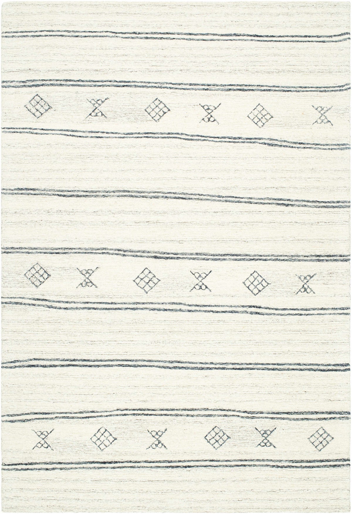 Cream Hand Tufted 100% Wool Modern Rectangle Handmade rug, Indoor use only, no fringe, non-washable.