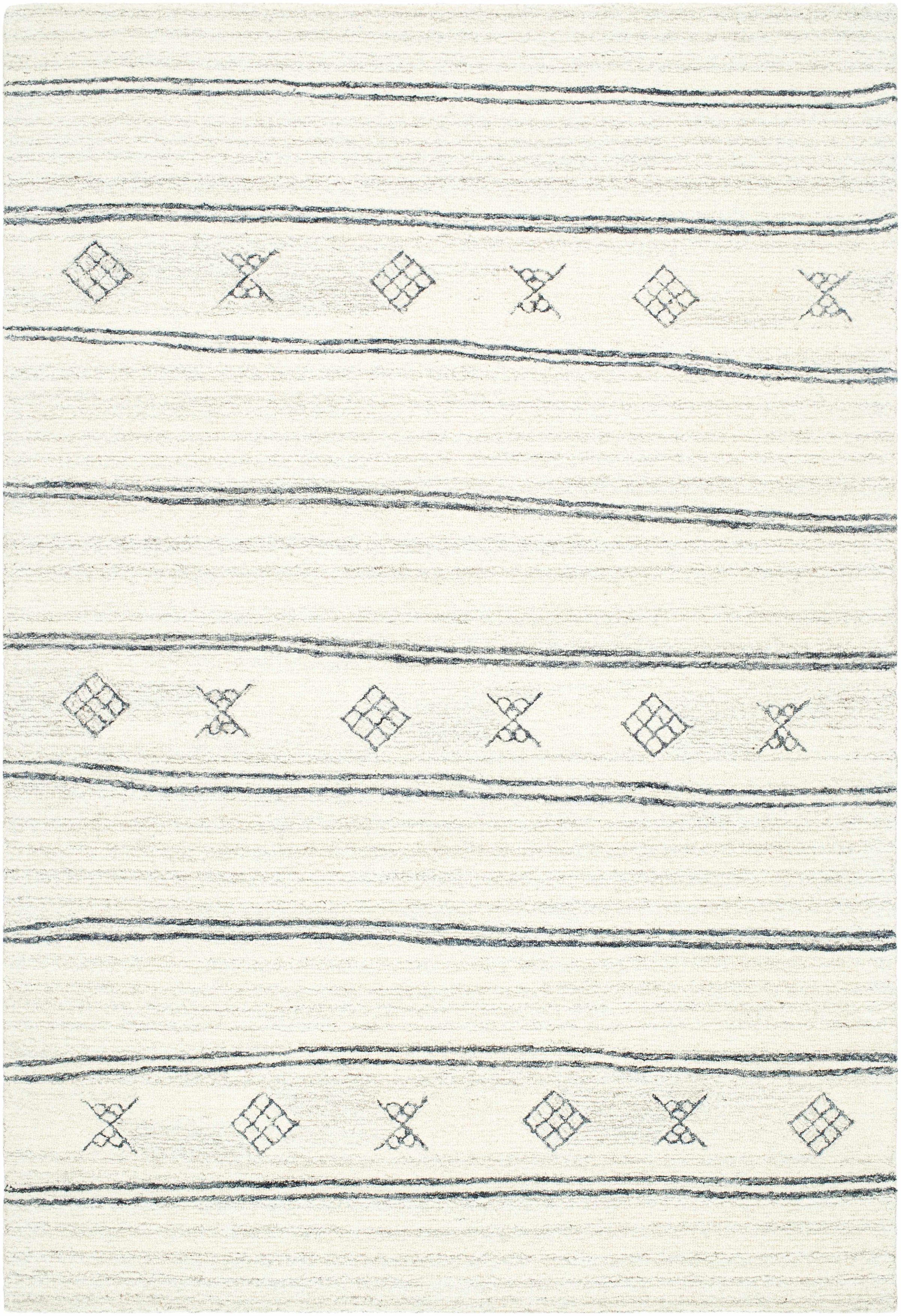 Cream Hand Tufted 100% Wool Modern Rectangle Handmade rug, Indoor use only, no fringe, non-washable.