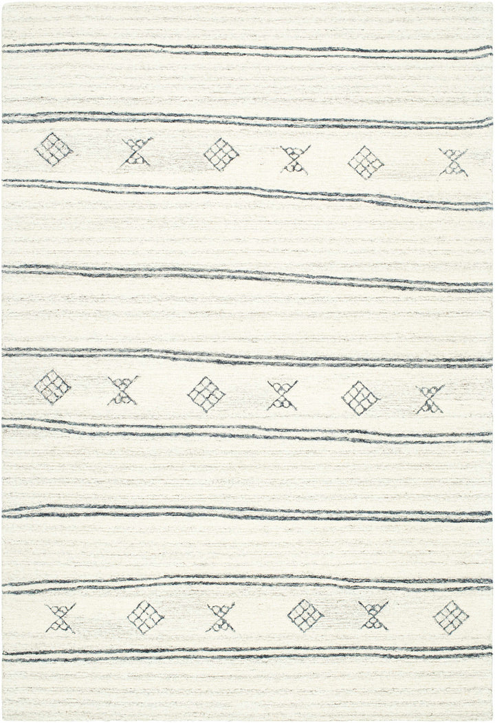 Cream Hand Tufted 100% Wool Modern Rectangle Handmade rug, Indoor use only, no fringe, non-washable.