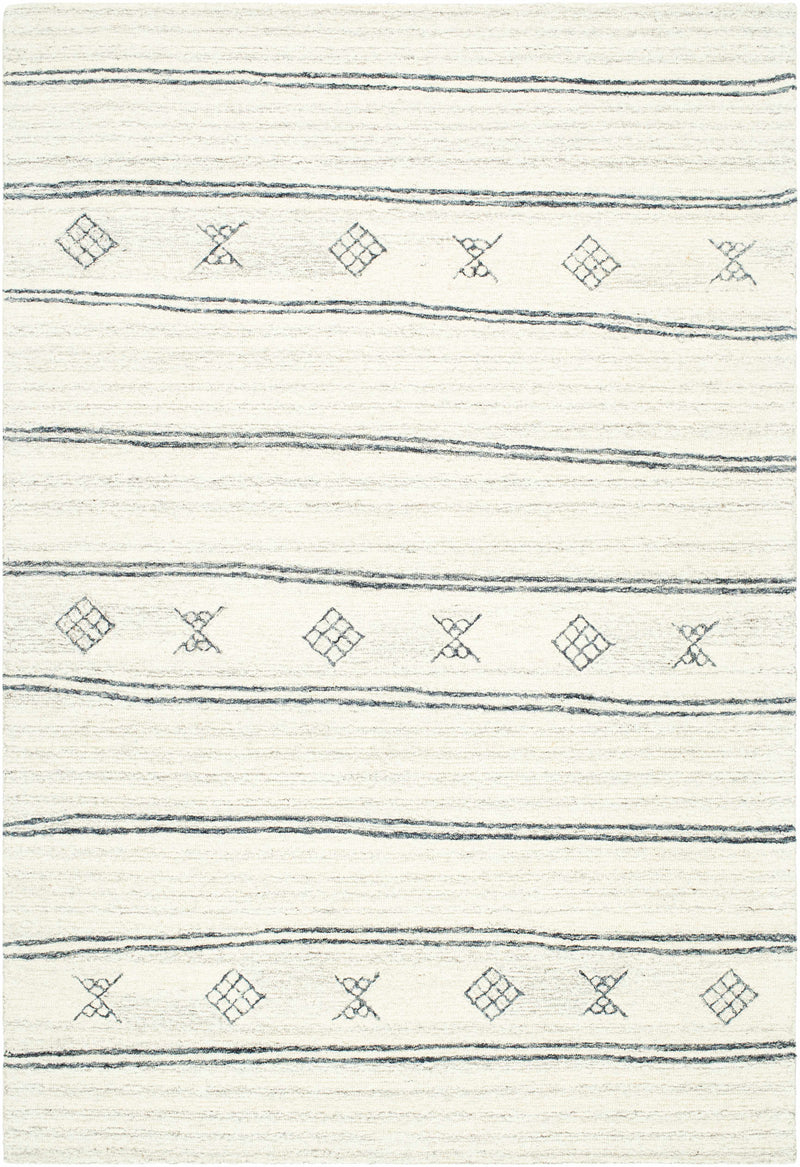 Cream Hand Tufted 100% Wool Modern Rectangle Handmade rug, Indoor use only, no fringe, non-washable.