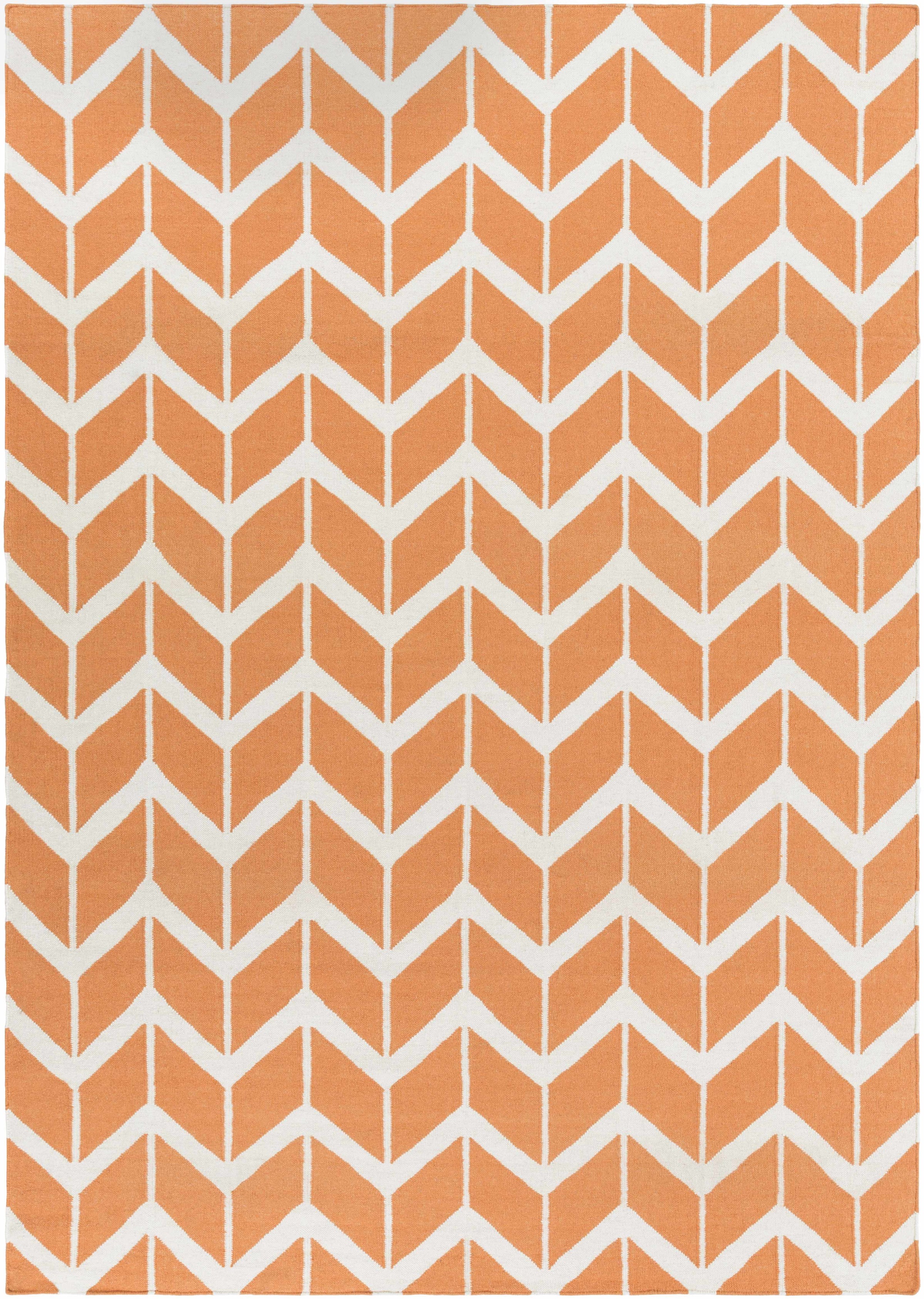 Orange Hand Woven 100% Wool Modern Rectangle Handmade rug, Indoor use only, no fringe, non-washable. round, runner also available