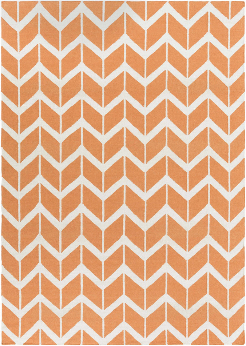 Orange Hand Woven 100% Wool Modern Rectangle Handmade rug, Indoor use only, no fringe, non-washable. round, runner also available